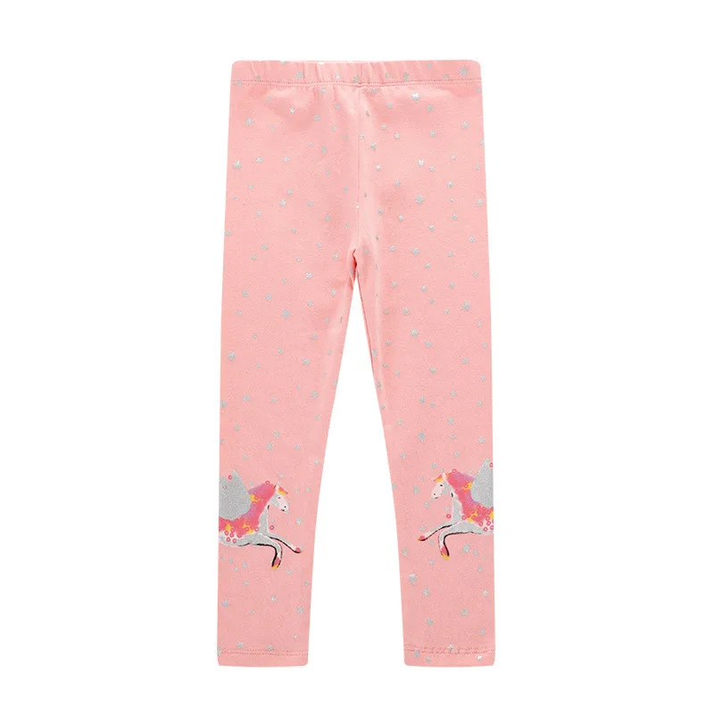 

Jumping meters baby girls Unicorns cartoon Leggings Pants new pink cute 100% cotton Children Trousers hot selling kids pants