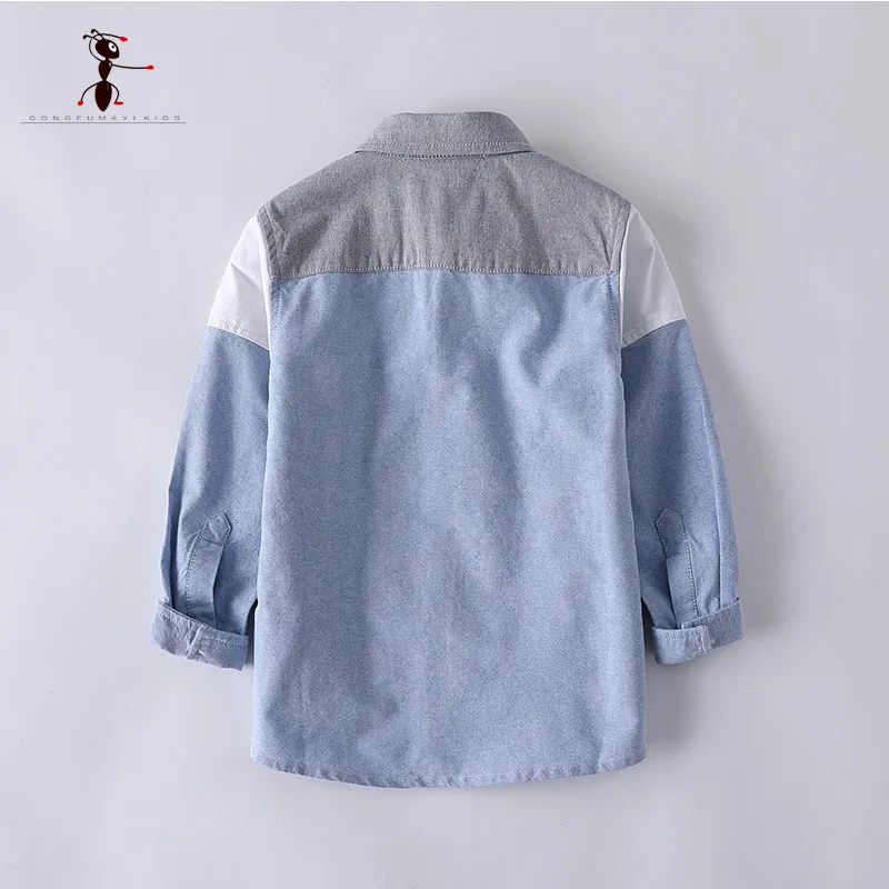  Kung Fu Ant Mixed Color Boys Shirts European Style Blue Yellow Full Sleeve Casual School Uniforms B
