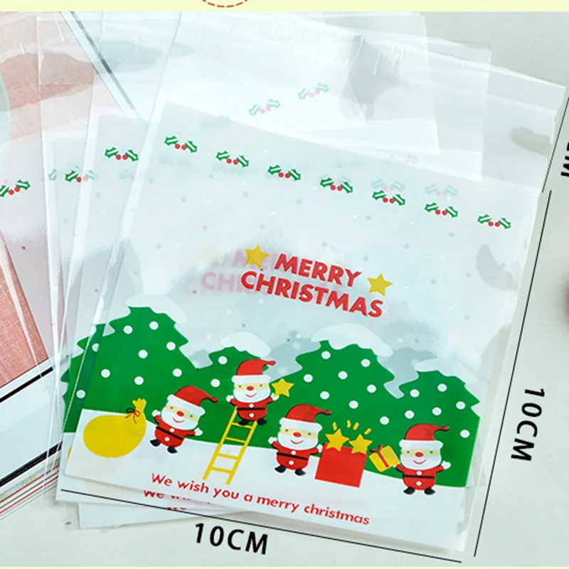 Father Christmas Pattern Self-Adhesive Gift Wrapping Bags Plastic Candy Packaging Clear Opp Pouch Merry Party Supplies | Дом и сад