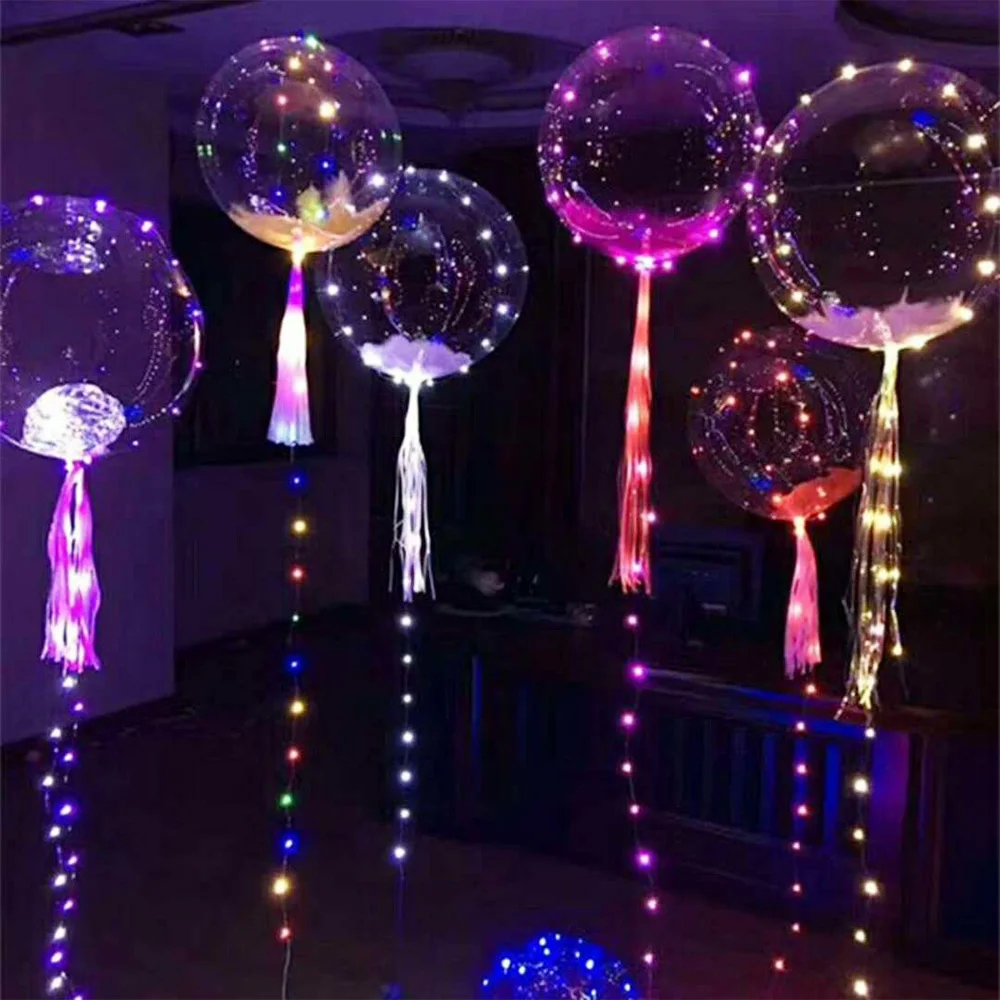 

3m 18inch New Creative Luminous Led Balloon Colorful Transparent Round Bubble Balloons Glow In The Dark Toys Gift
