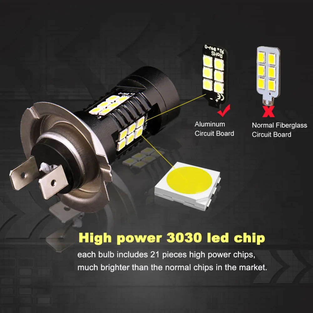 2 шт H7 Led H11 H8 9005 HB3 9006 HB4 21SMD 3030 лампы автомобиля Противотуманные дальнего света авто