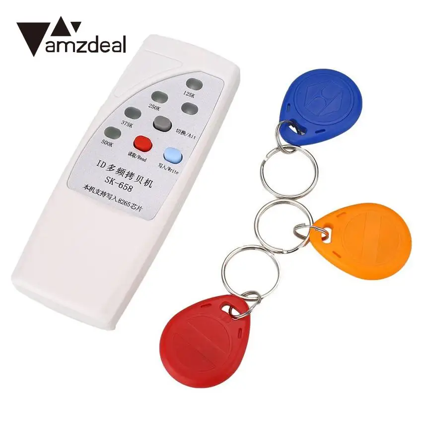 

Amzdeal 125KHz 250/375/500KHz RFID Handheld ID Door Access Card Copier Writer Duplicator Cloner DIY With 3 Writable Cards