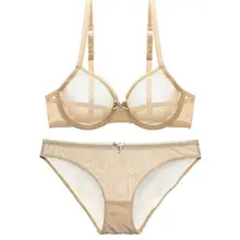 YANDW, сетчатый сексуальный бюстгальтер, трусики, распродажа, раздельное женское кружевное нижнее белье, бюстгальтер без косточек размера плюс, прозрачный, B C D E F 75 80 85 90 95 100