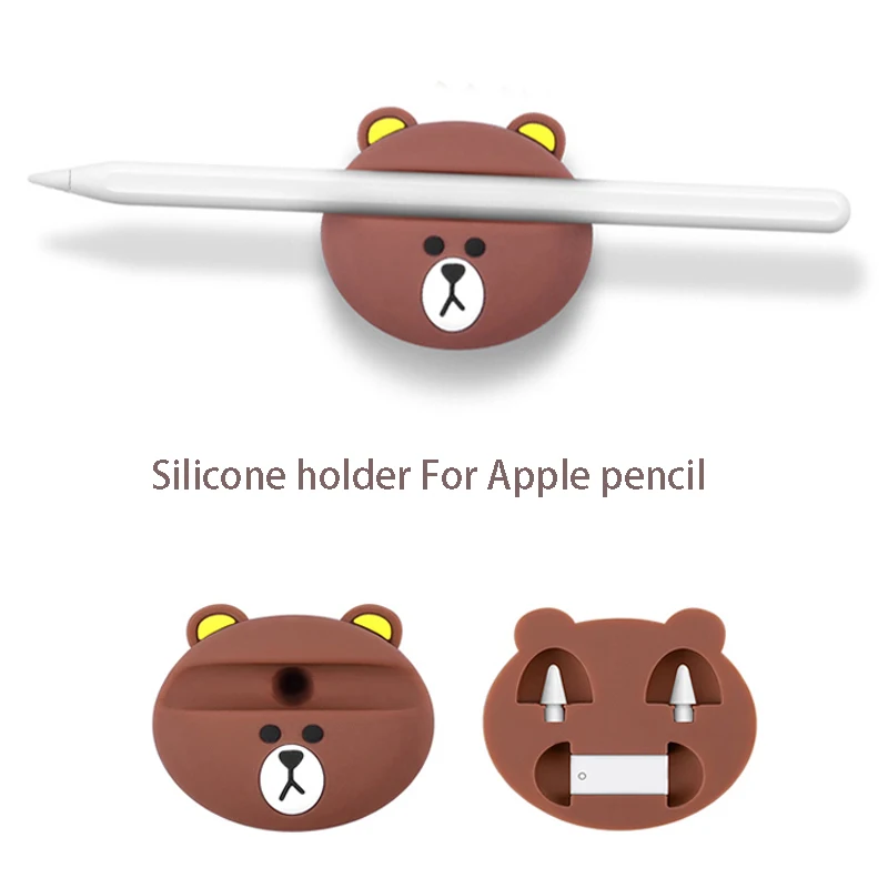 

Silicone Pencil base For Apple Pencil 1st 2nd Touch Pen For HUAWEI M-Pencil Cartoons Bear Stylus base capacitive pen Tip storage