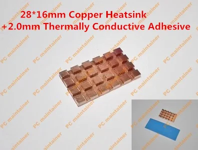 

28*16mm Copper Heatsink+2.0mm Thermally Conductive Adhesive Copper MINI PCI-E Interface laptop Wireless Network Card HeatSink