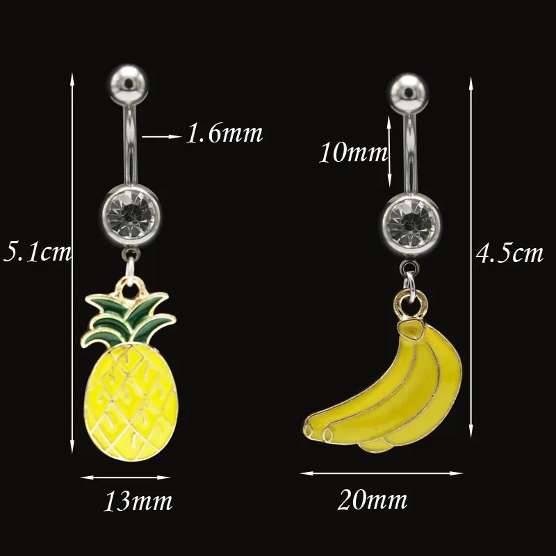 Fashion Lovely Fruit Dangle Belly Button Rings Surgical Steel Navel Piercing Bar Ombligo Nombril Anti-allergic Body Jewelry Girl2