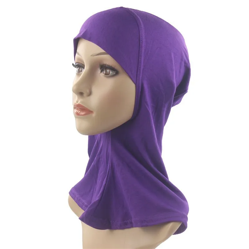 Мусульманский подшарф шапка шейный чехол внутренние шапочки под хиджаб исламский хиджаб головной убор хлопок мягкий и стрейч для женщин/девушек - Цвет: Purple