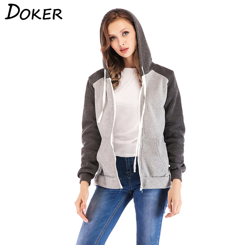 2018 جديد سستة خليط هوديي المرأة طويلة الأكمام جيب مقنعين البلوز عارضة الخريف زائد حجم سترة Moletom Feminino 5XL