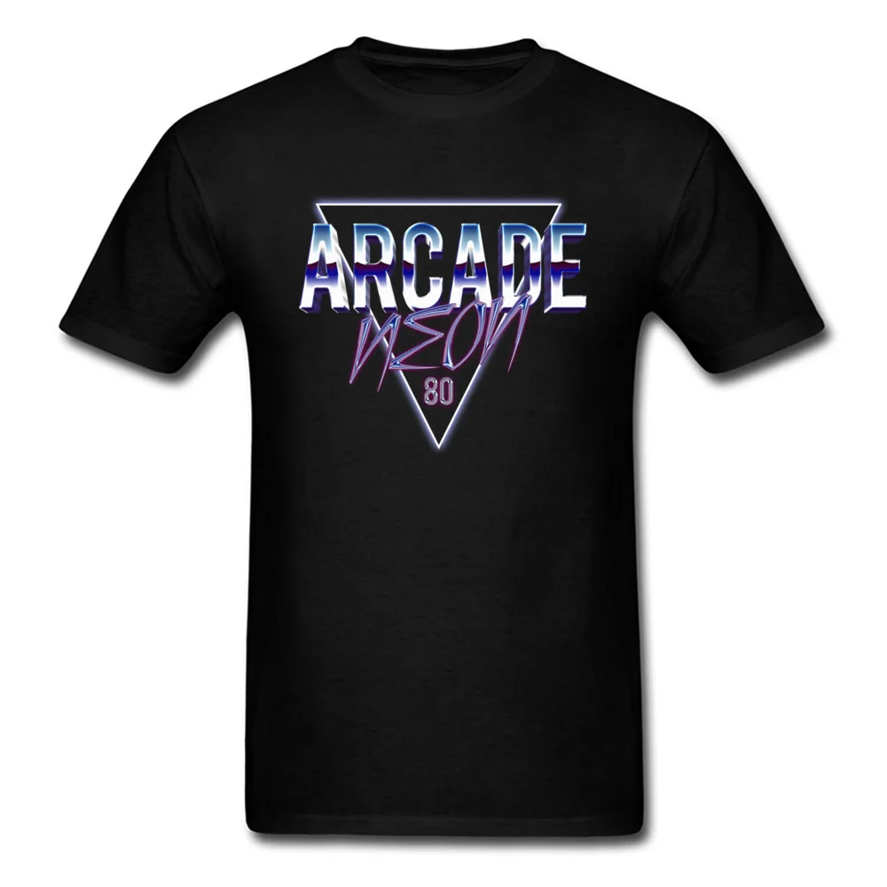 Arcade Neon 80s T Shirt Gift Short Sleeve Cheap Round Neck 100% Cotton Tees Funny Tee-Shirt for Men Lovers Day Arcade Neon 80s black