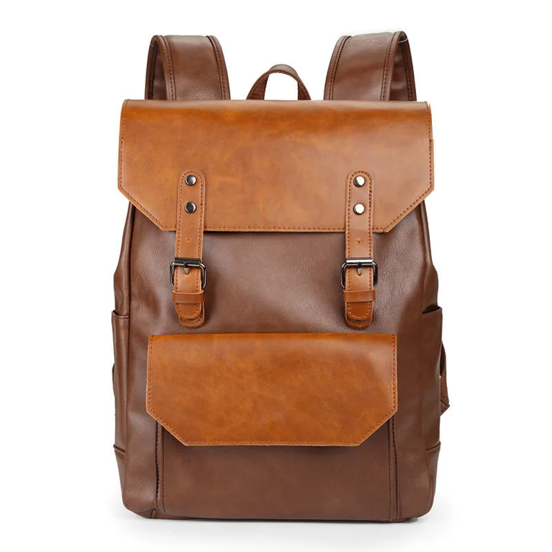 

BERAGHINI Men PU Leather Backpack Mens Fashion Waterproof Backpacks Male College High School Bags Rucksack Travel Bag Mochila