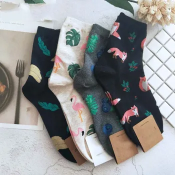 

Cute Jacquard/Plants Printing Pattern Art Socks Women Korean Animal/Cactus Socks Funny Socks Kawaii Sokken Calcetines