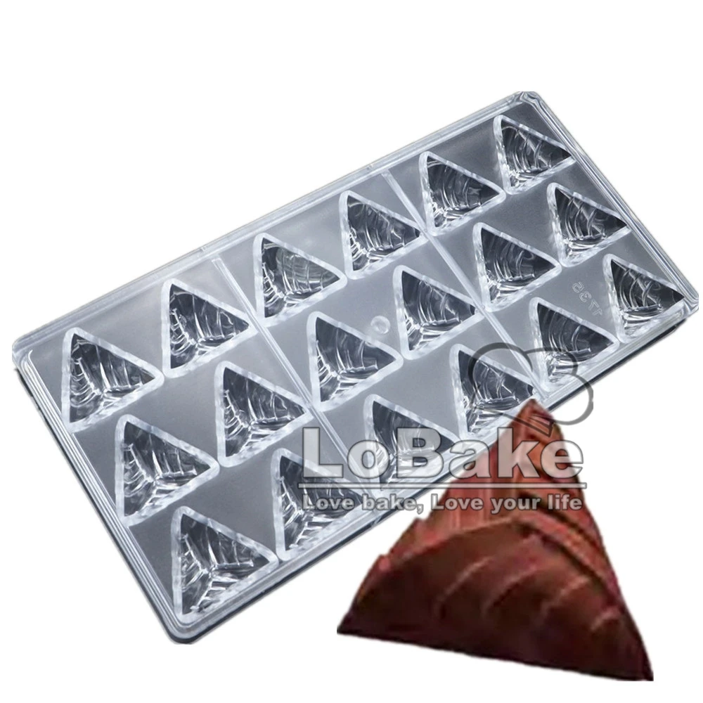 

18 cavities trigon roll-up pie shape polycarbonate chocolate mold ice cube mould chocolat chips molds for DIY cake decoration
