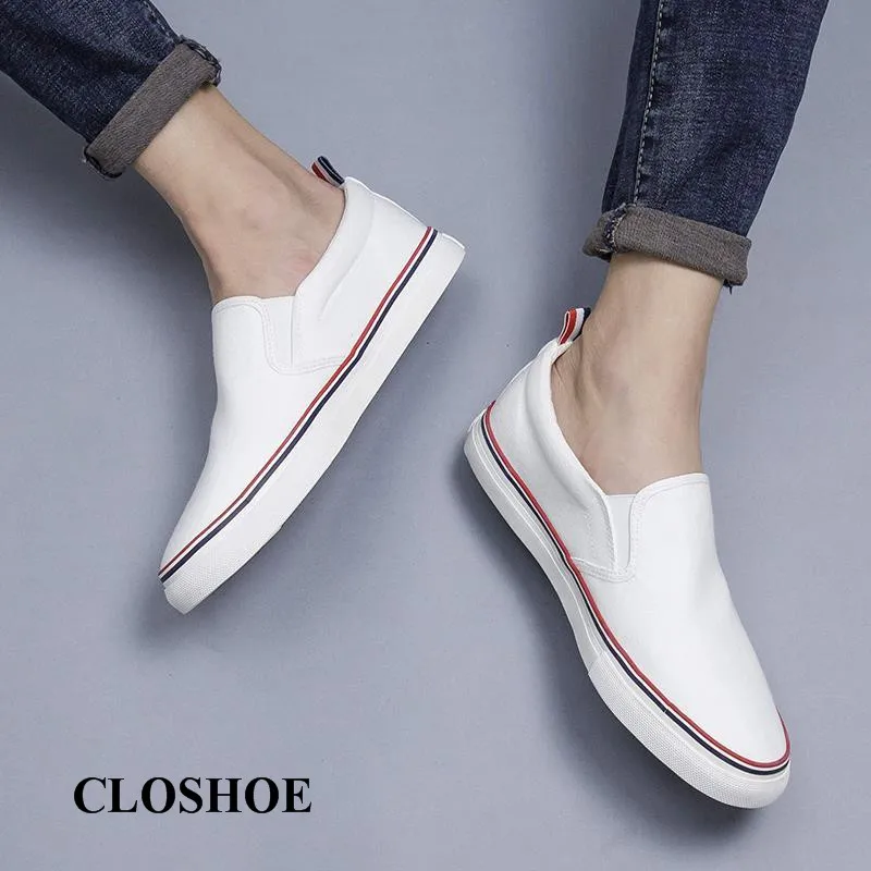 

CLOSHOE Canvas Shoe Male White Helps Student Recreational Shoe Male One Foot Stirs Up Lazy Person Shoe Small White Shoe