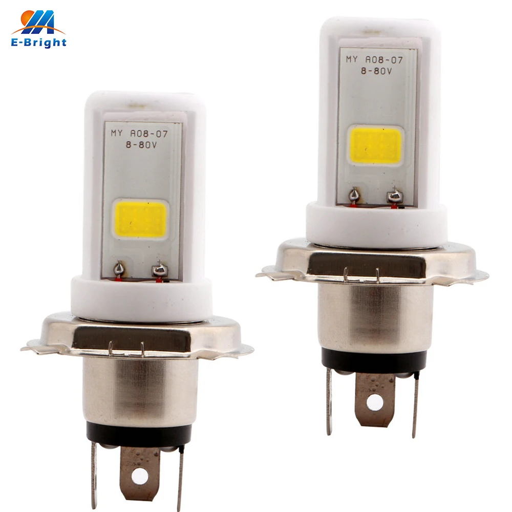

YM E-Bright Motorcycle Headlight 2PCS Work Light H4 COB 12W Ceramic Headlights Fog Light 9-80V 900LM Motor Lights Electric 6500K