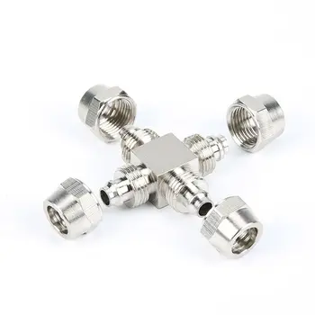 

PZA-6 Quick Twist Connector 6mm Cross Type 4 Ways Nickel Plated Brass Pneumatic Fast Push Air Fitting for PU Tube