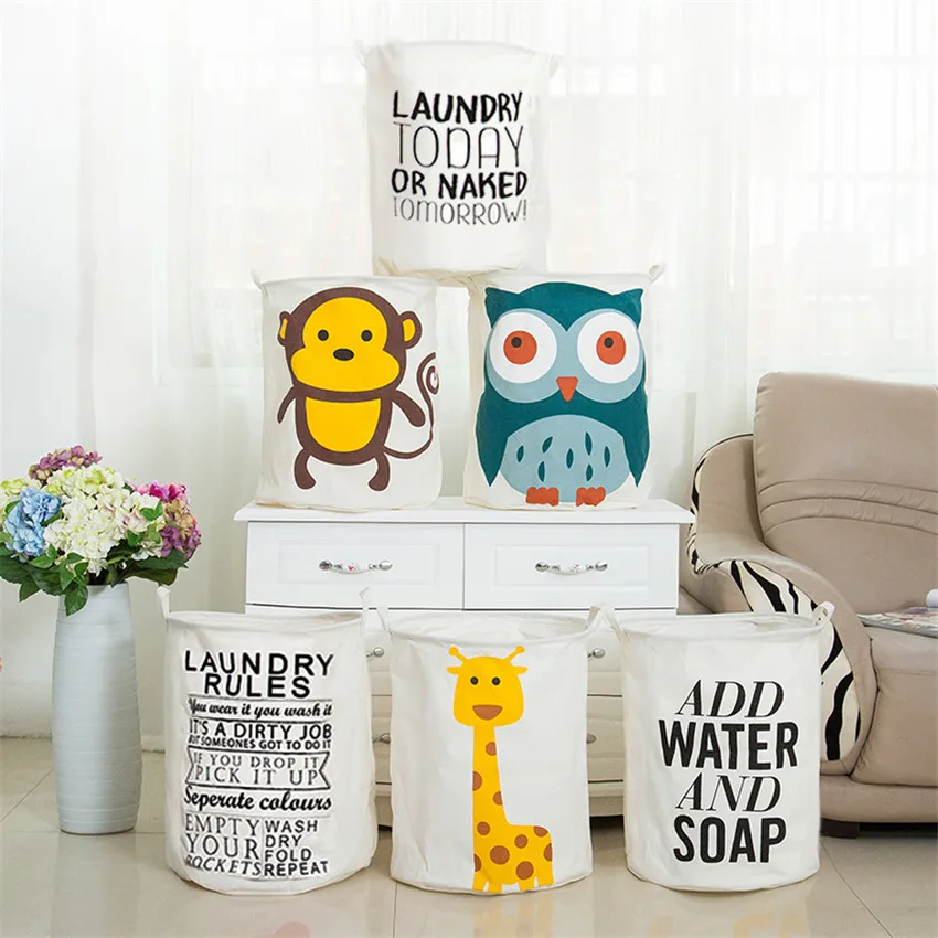 Large 40*50Cm Folding Dirty Clothes Washing Laundry Basket Cartoon Storage Barrel For Baby Toys Sundries Room Organizer Bag
