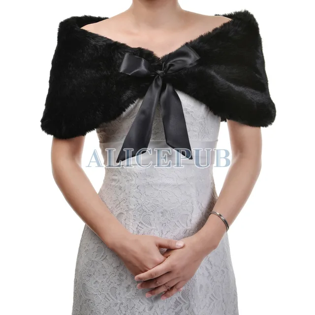 Retail Wholes Winter Womens Black Faux Fur Bridal Cape Bolero Retail Wholes Winter Womens Black Faux Fur Bridal Cape Bolero Wedding Shawls Wrap Cloak Shrug Cover