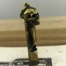 Ручной работы EDC латунь аварийная безопасность выживания свисток череп кулон брелок