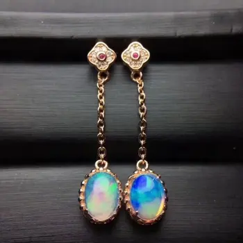 

Fidelity natural 6*8mm opal s925 sterling silver fashion fine jewelry for women party Natural color gemstone drop earrings