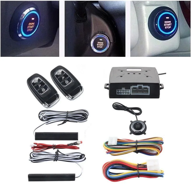 Car Alarm Ignition Start Security System Key Engine Start Push Button Remote Kit