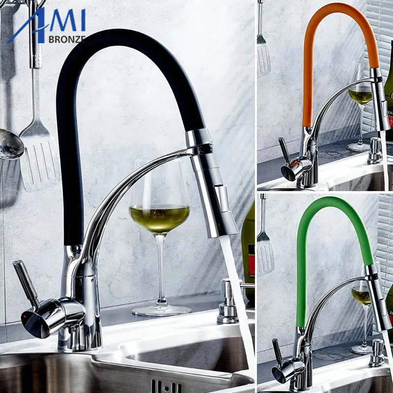 360 Swivel Contemporary Kitchen Faucet Pull Out Faucet Hot