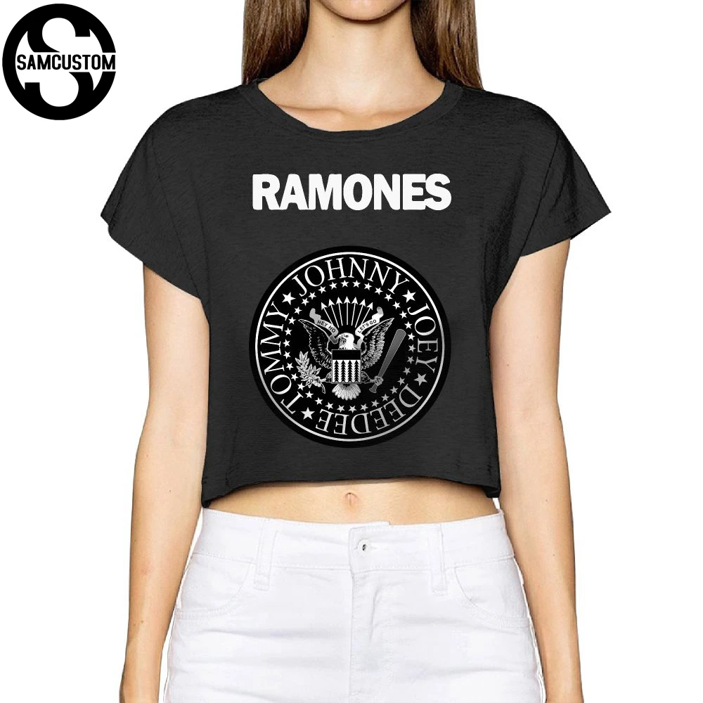 

SAMCUSTOM Camisetas Real Short New Ramones 3D printing Summer Fashion Street T Shirt Anarchy Bare midriff Sexy T-shirt Women