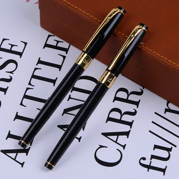 

Writing Stationery Supplies black and Gold Clip Fountain Pen with 0.5mm Extra Fine Nib Metal Ink Pens