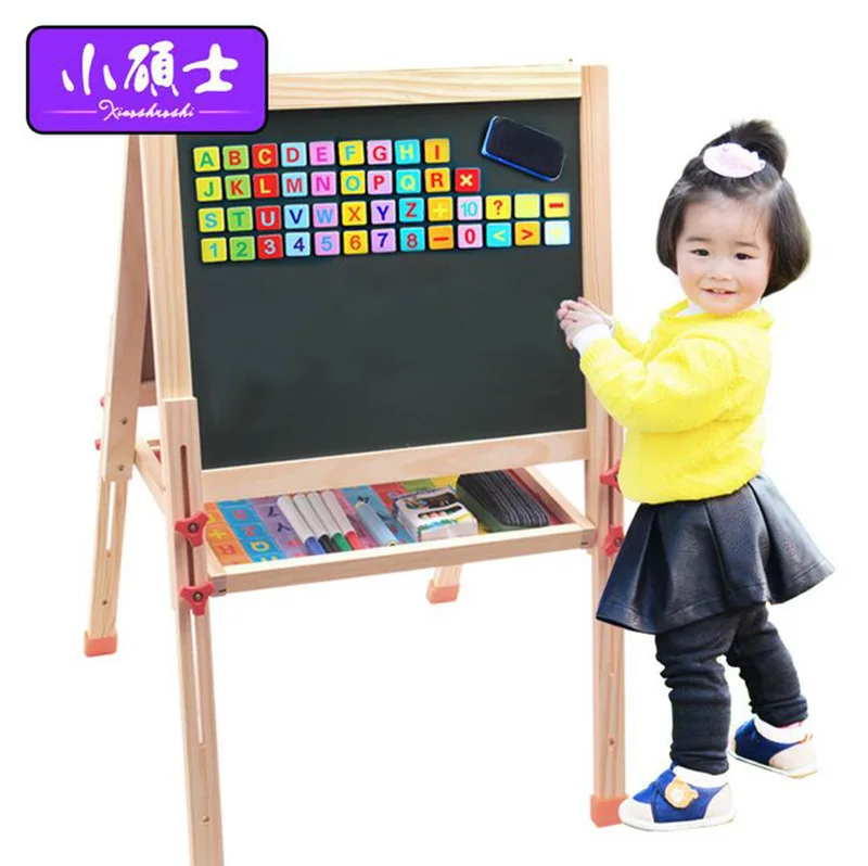 

High Quality Wooden Doulbe Faces Magnetic Drawing Board For Children Kids Learning Education Puzzle Intellectual Developing Toys