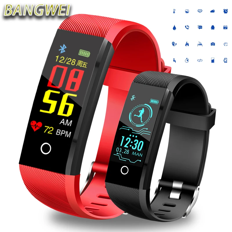 

BANGWEI Smart Watch Ladies Waterproof Fitness Blood Pressure Heart Rate Monitor Pedometer Information Reminds Sport Watch Men
