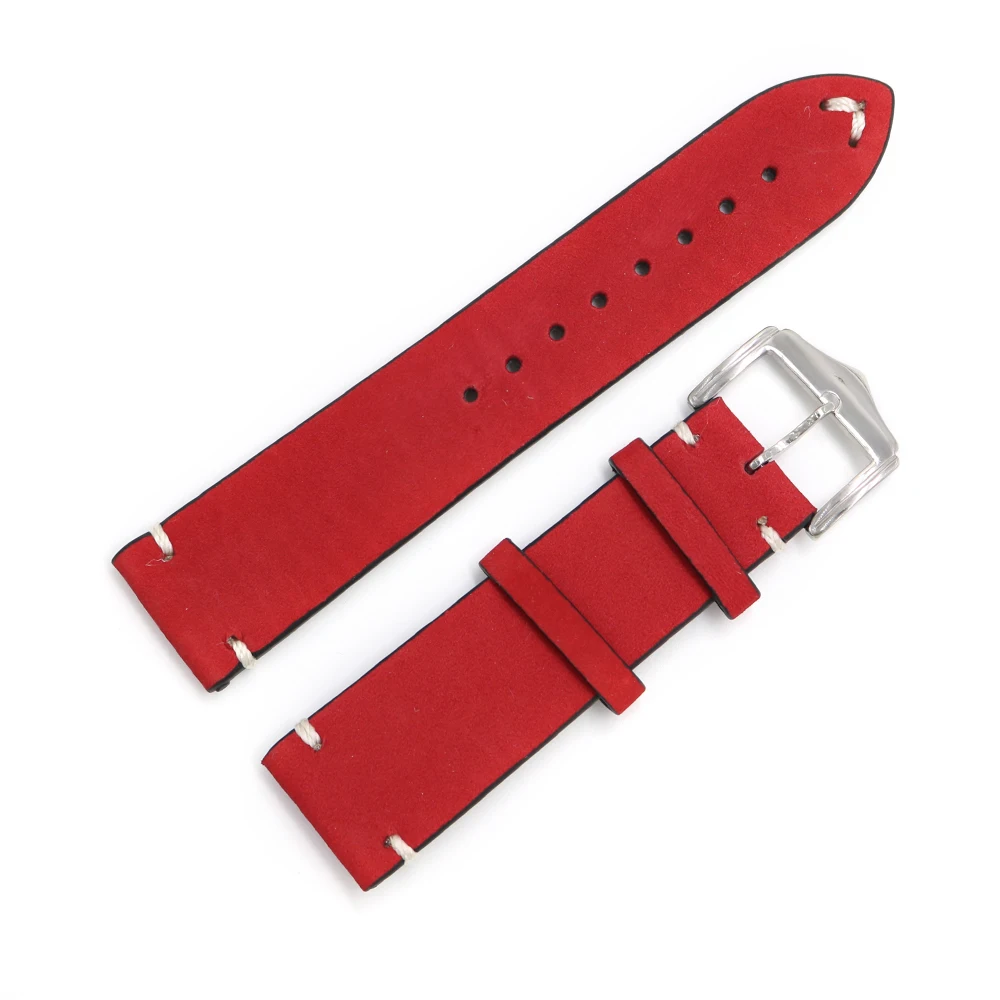 Rolamy Watch Band 20 22 24mm Leather Watchband For Rolex Omega Submariner Daytona Panerai Cowhide Suede Black Vintage Watch Belt