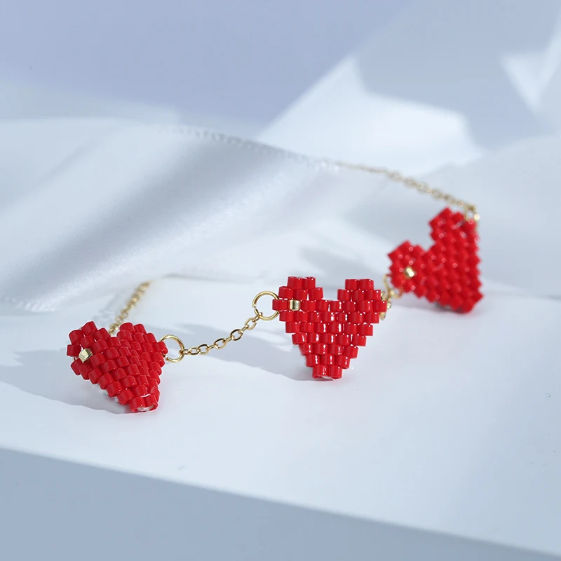 YMYW Романтический Милый японский Miyuki сердце корейский браслет 316L браслеты из