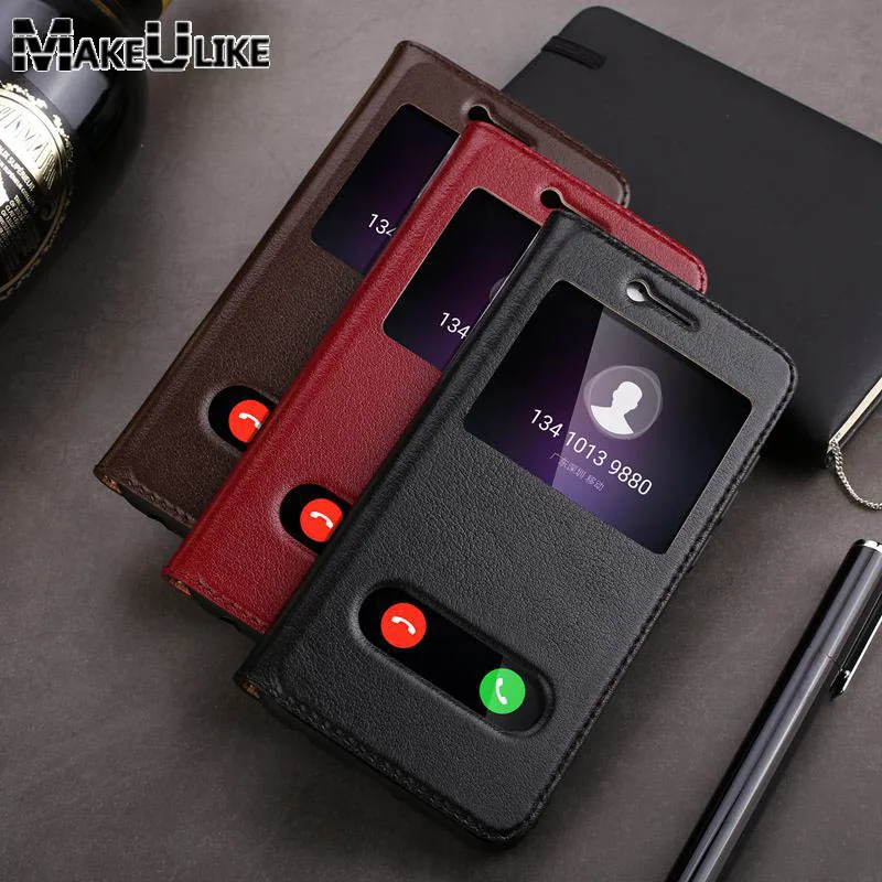 

MAKEULIKE Genuine Leather Case For Huawei Honor 9 Window View Protective Cover Magnetic Coque For Huawei Honor 9 Flip Case
