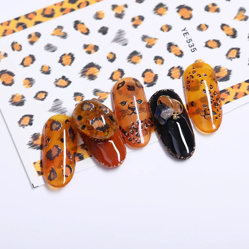 

3D Nail Sticker Transfer Adhesive Stickers Flower Leopard Series DIY Nail Art Decoration Manicure
