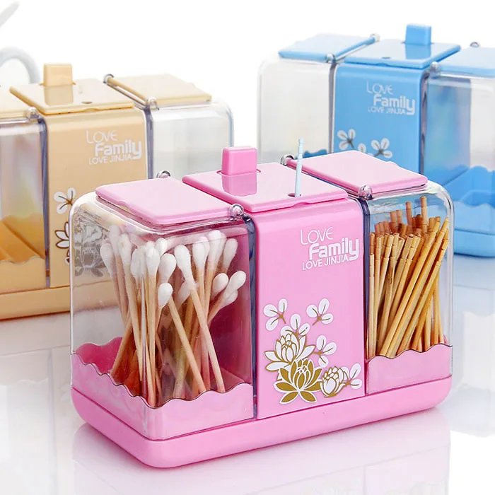 Creative transparent Cotton Bud Holder toothpick case portable storage