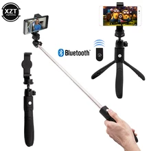 3 в 1 беспроводной Bluetooth селфи палка штатив мини затвора дистанционного выдвижной монопод универсальный для xiaomi телефон iPhone 8 стабильный