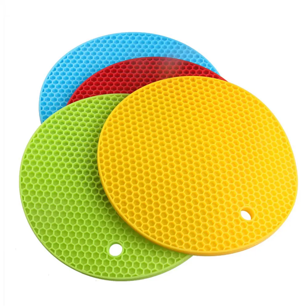 

4pcs /Set Honeycomb Silicone Round Non-slip Heat Resistant Mat Coaster Cushion Placemat Pot Tea Tray And Tea Saucer
