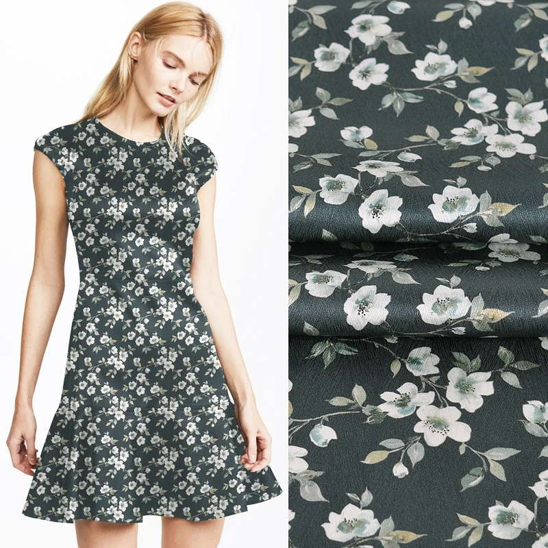 112 CM Breed 19 MM Elegante Witte Bloemen Jacquard Stretch Zijde Satijn Stof Goed voor Zomer Jurk Rok Shirt Broek JH192 112 CM Breed 19 MM Elegante Witte Bloemen Jacquard Stretch Zijde Satijn Stof Goed voor Zomer Jurk Rok Shirt Broek JH192