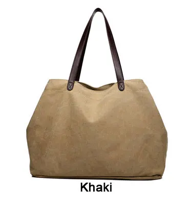 Холщовая Сумка, женская большая сумка, сумки-мессенджеры, повседневная роскошная винтажная сумка, женская сумка-тоут, женские холщовые сумки на плечо, сумки-хобо - Цвет: Хаки
