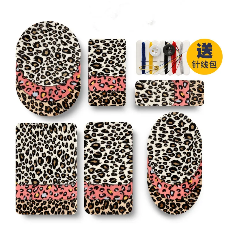 

Leopard Print Elbow Patches Iron on Patches for Clothing Jeans Knee Stripes on Clothes Embroidered Sticker Badges Appliques