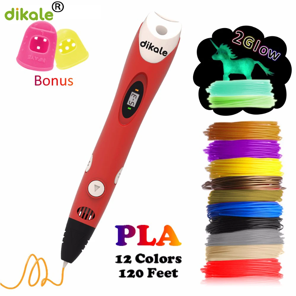 

dikale 3D Printing Pen 3D Drawing Pen Red New Version Three D Printer Pencil Bonus Stencils eBook for Kids Adult Creativity Gift