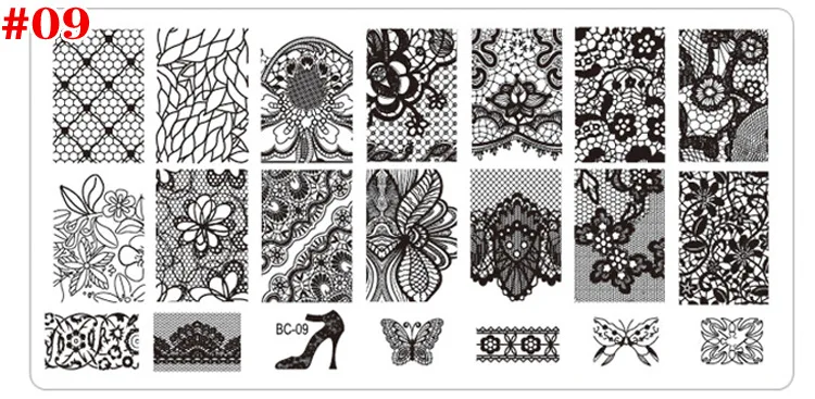 1 шт. 6*12 см шаблоны для дизайна ногтей трафареты для ногтей искусство кружева цветок изображения стальных пластин DIY штамповочные пластины инструменты для ногтей BC01-10