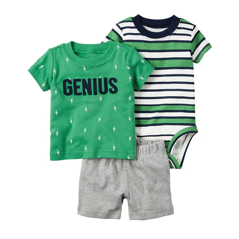 baby's complete set of clothing summer outfit for baby boy short sleeve T shirt tops+bodysuit+shorts newborn baby girl clothes set new born clothing suit 2021 baby's complete set of clothing