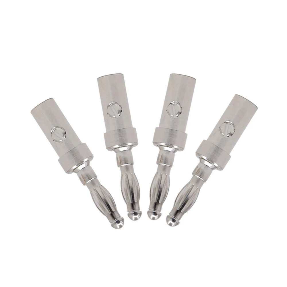 8Pcs Hifi Audio silver Plated Speaker Cable Connectors Banana plugs