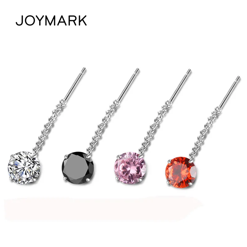 

4 Colors CZ AAA Zircon Authentic Solid Sterling Silver Earring Wire Earwire Earrings Long Thread Earrings For Women SED011