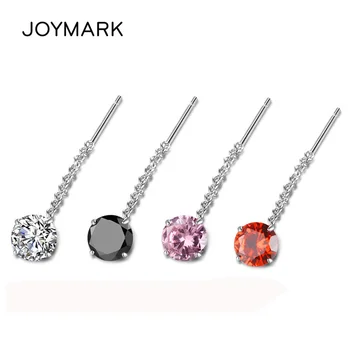 

4 Colors CZ AAA Zircon Authentic Solid Sterling Silver Earring Wire Earwire Earrings Long Thread Earrings For Women SED011