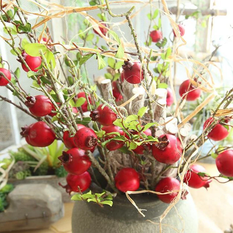 

10 Pcs Simulation Artificial Pomegranate Branch Artificial Branch for Decoration Foam Pomegranate Bouquet Fake Pomegranate Bush
