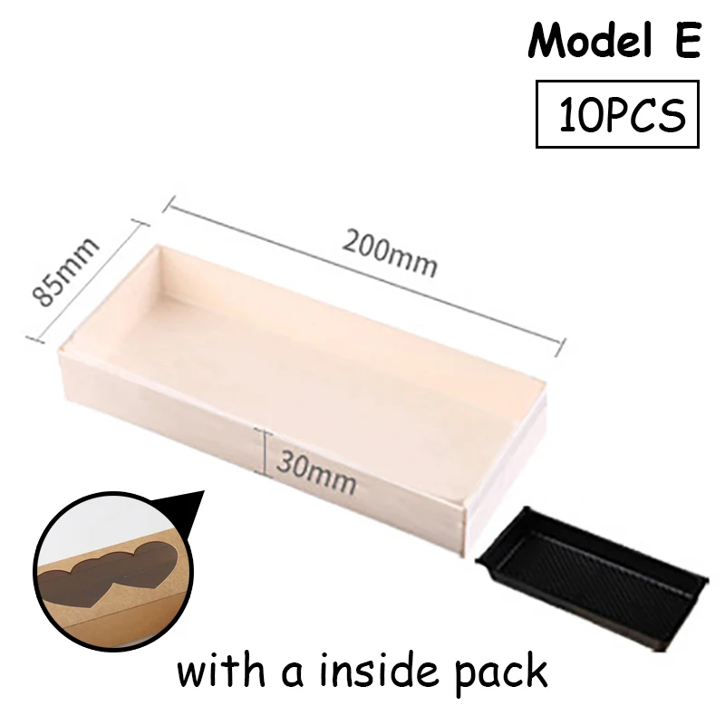 Деревянная упаковка печенья коробки окно-открытый десерт хлеб на вынос коробка подарка одноразовый ящик швейцарские рулоны коробка для суши 10 шт - Цвет: Model E