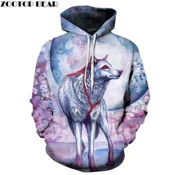 

3d Sweatshirts Wolf Hoodies Printed Men Women Pullover Unisex Pockets Hoodie Hooded Male Coats Plus 6xl Outwear ZOOTOP BEAR