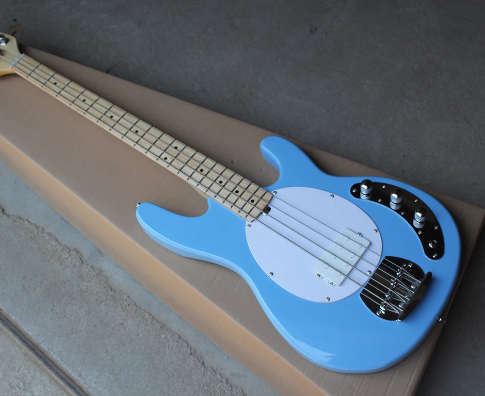 

Factory 4-string Sky Blue Electric Bass Guitar with White Pickguard,Maple Fretboard,1 Pickup,Chrome Hardwares,Offer Customized