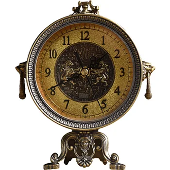 

10 Inch European Retro Creative Living Room Clock Bedroom Study Antique Silent Metal Sitting Clock Home Decoration Timing Tool